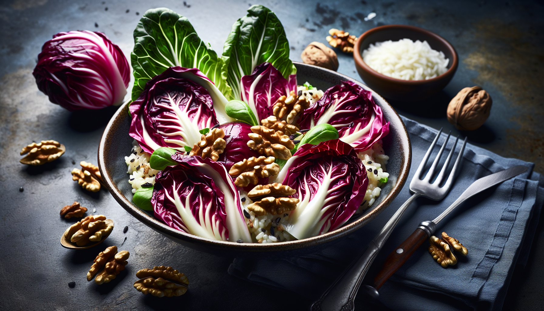 Risotto con radicchio e noci